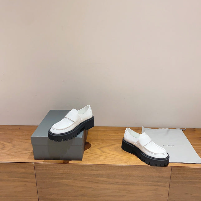 BALENCIAGA 25S LOAFERS IN WHITE CALFSKIN