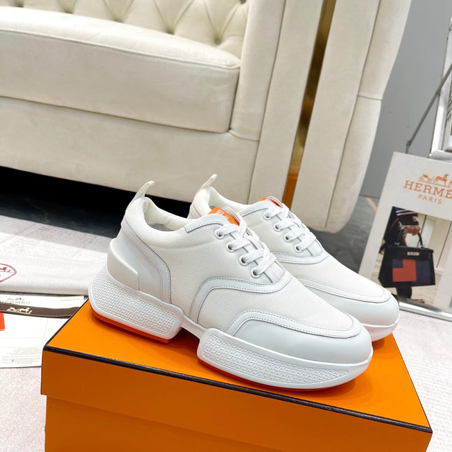 GIGA SNEAKER IN WHITE CREAM STITCHED MESH AND CALFSKIN