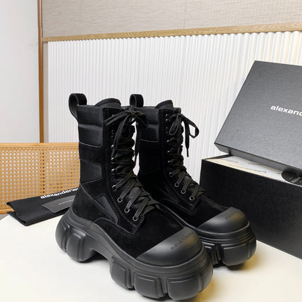 STORM COMBINATION 8 CM BOOTS IN BLACK SUEDE AND SHEEPSKIN