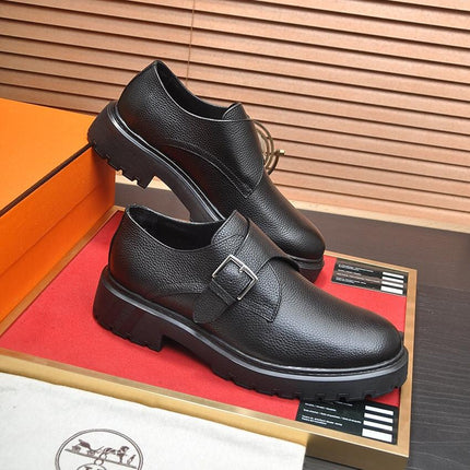 HM MONK STRAP BLACK GRAINED CALFSKIN