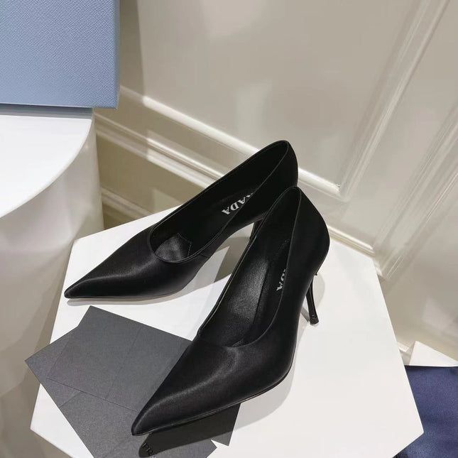 PRA BASIC HIGH-HEELED BLACK SATIN