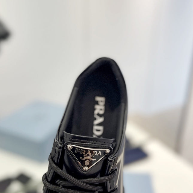 PRA MONOLITH LACE-UP LOAFERS BLACK CALFSKIN