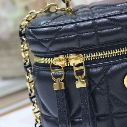 CARO 16 MINI VANITY CASE IN BLACK MACROCANNAGE LAMBSKIN