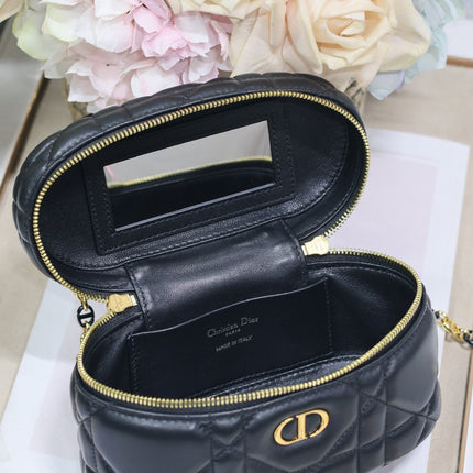 CARO 16 MINI VANITY CASE IN BLACK MACROCANNAGE LAMBSKIN
