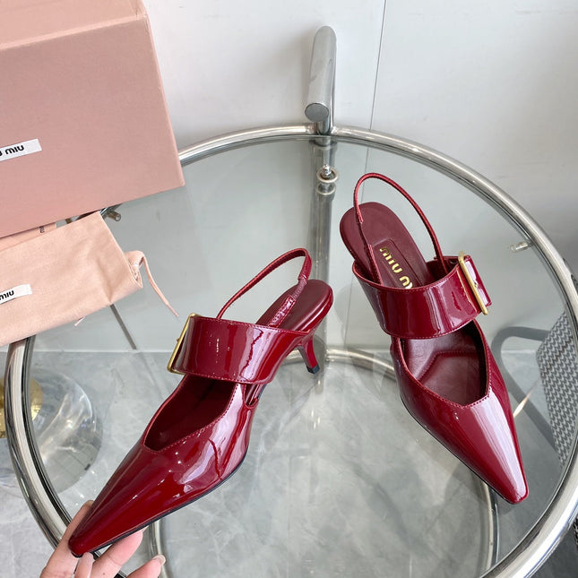 HIGH-SLINGBACK POINTED TOE SANDALS RUBY COWHIDE