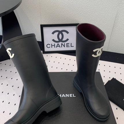 cc rainboot chanel black coler