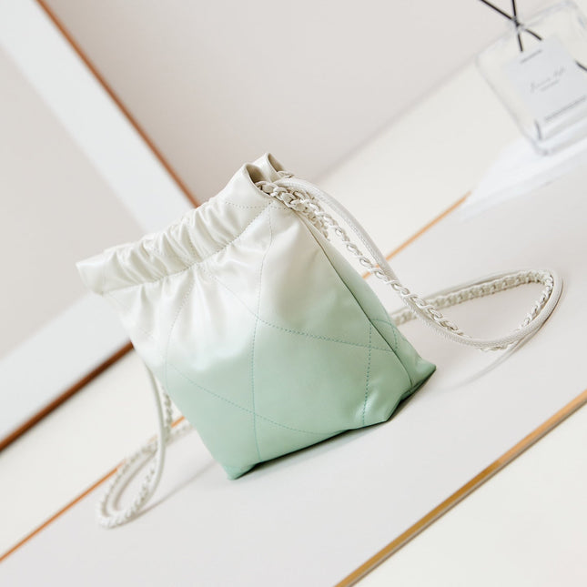 CC MINI 20 HOBO BAG IN WHITE MIX LIGHT GREEN CALFSKIN