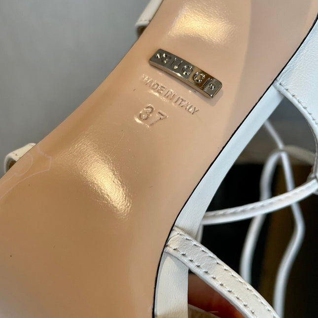 GG CRYSTAL HORSEBIT SANDAL CREAMY WHITE LAMBSKIN
