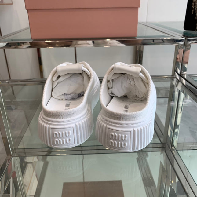 Mule Shoes White Canvas