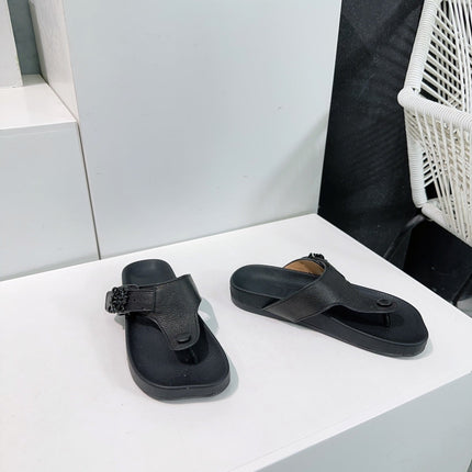 LW THONG SANDALS BLACK CALFSKIN