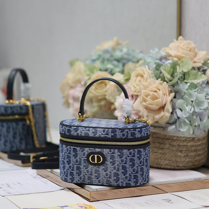 CARO SMALL 20 VANITY CASE IN CERULEAN BLUE MONOGRAM DENIM