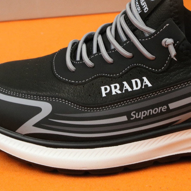 PRA SNEAKER IN BLACK MIX GREY CALFSKIN AND BREATHABLE MESH