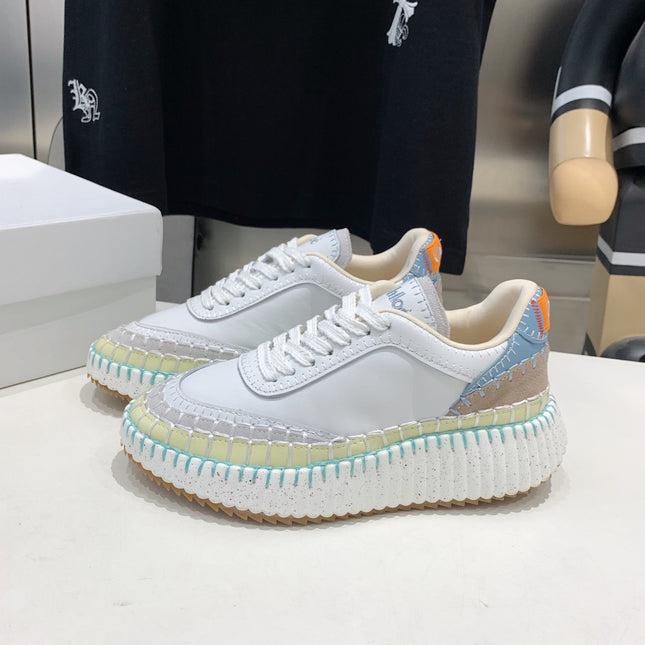 NAMA SNEAKER 5 CM IN WHITE MIX GREEN CALFSKIN
