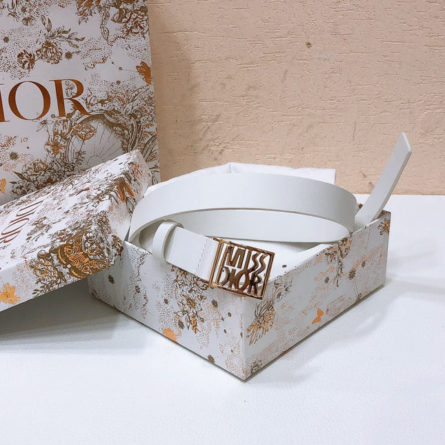 DIOR 26S BELT 25 MM IN WHITE CALFSKIN 655082