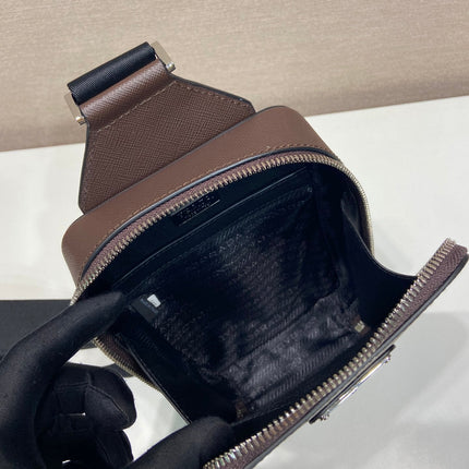 CHEST BAG 20 IN CHOCOLATE SAFFIANO LEATHER