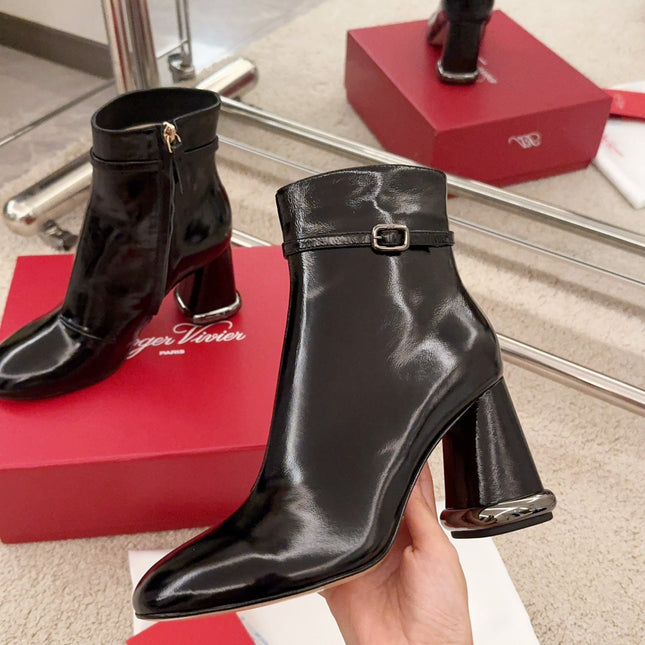 VIV' PODIUM BOOTIES IN BLACK LAMBSKIN