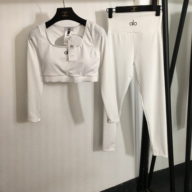 ALO 26S LONG-SLEEVE CROP TOP & HIGH-WAIST LEGGINGS SET 228