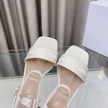 DWAY HIGH HEEL EMBROIDERED SANDAL WHITE CALFSKIN 75 MM