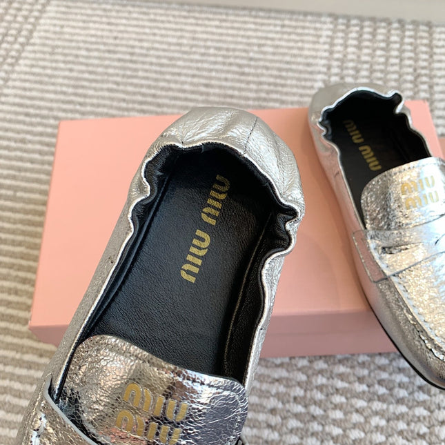 NAPPA LOAFERS IN SILVER METALLIC LAMBSKIN