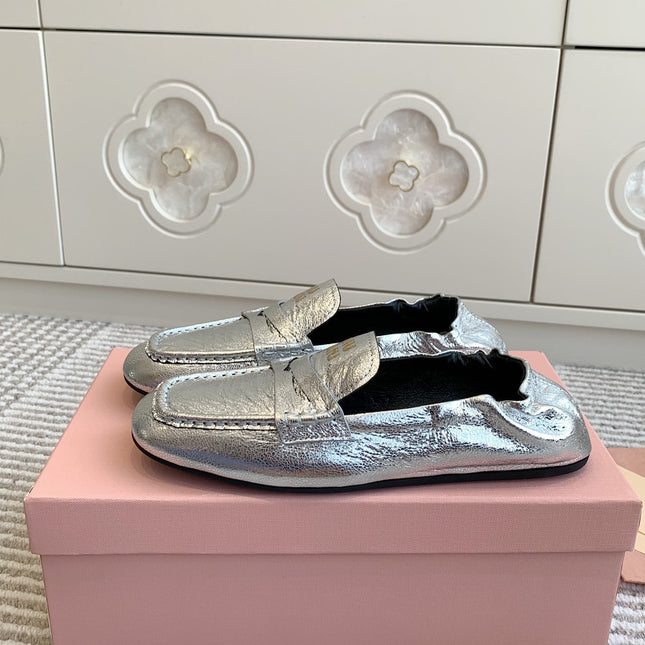 NAPPA LOAFERS IN SILVER METALLIC LAMBSKIN