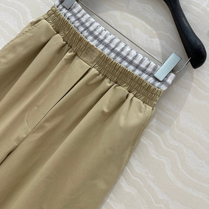 Loewe Wide-leg Straight Pants Beige Cotton