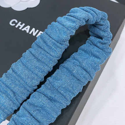 ELASTIC BELT 30MM IN BLUE DENIM WITH SQUARE BUCKLE EMBOSSED LOGO