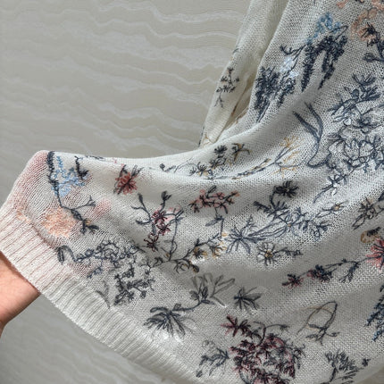 DIOR PREMIUM WHITE KNIT SWEATER WITH PATTERN