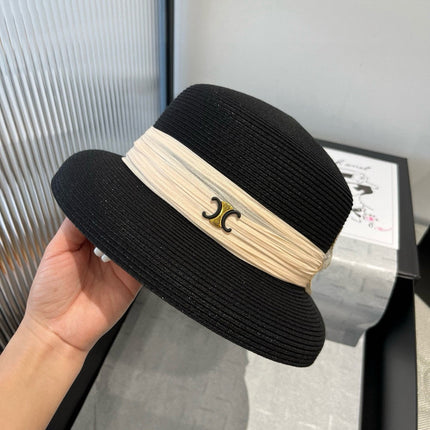SMALL BRIM HAT MODEL 650349 IN BLACK WOVEN STRAW