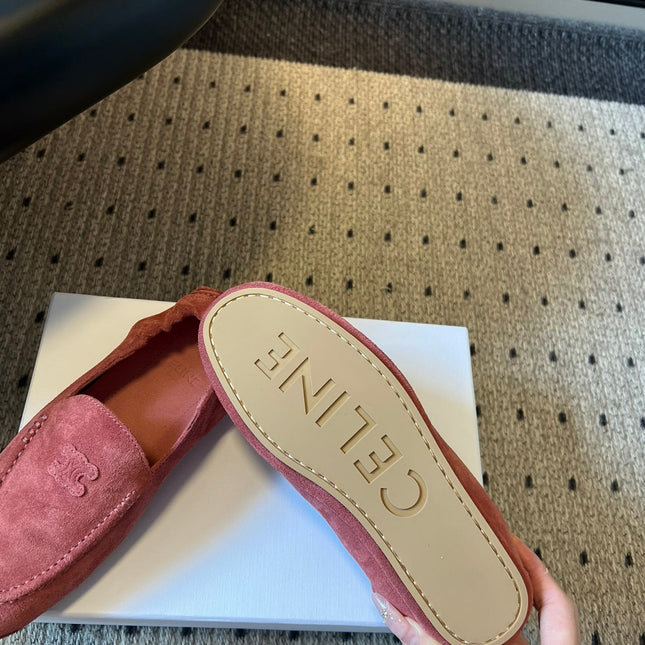 CELINE 25S LOAFERS FLAT IN PINK SUEDE