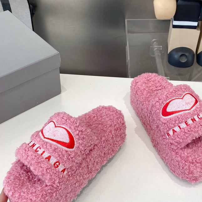 BALENCIAGA 25S SLIPPERS IN PINK MIX RED WOOL
