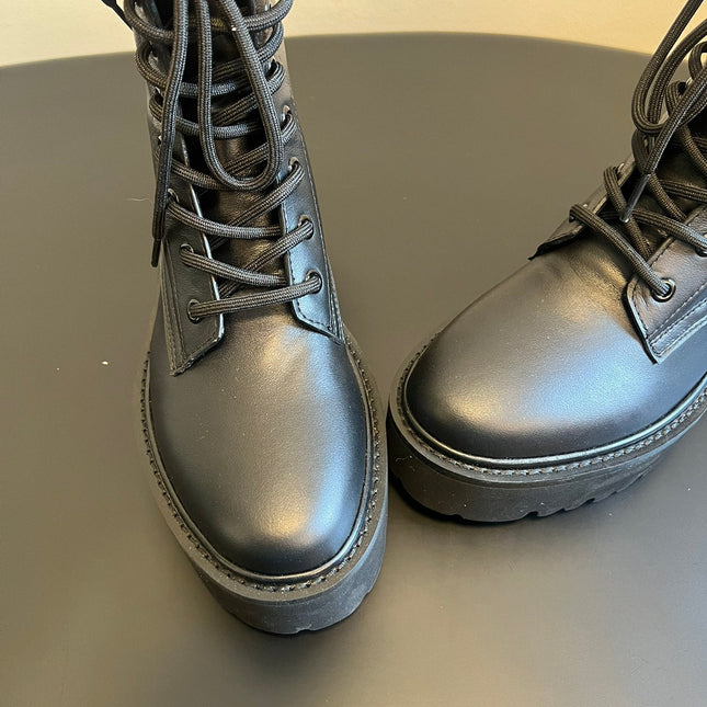CELINE 26S MARGARET COMBAT BOOT 45 MM IN BLACK CALFSKIN