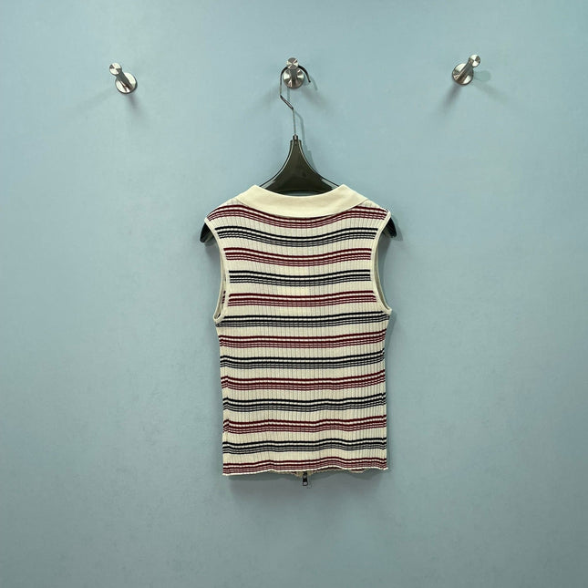 VALENTINO 26S KNIT ZIP-UP POLO TOP 431