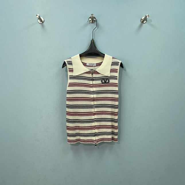 VALENTINO 26S KNIT ZIP-UP POLO TOP 431