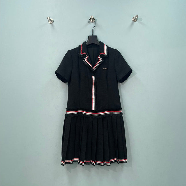 CHANEL 26S SHORT SLEEVE PLEATED DRESS 1535