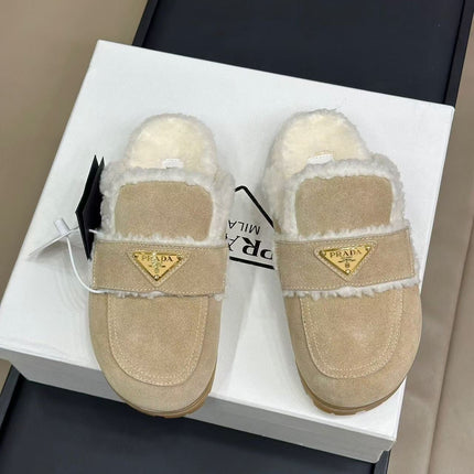 MULES SUEDE AND SHEARLING BEIGE