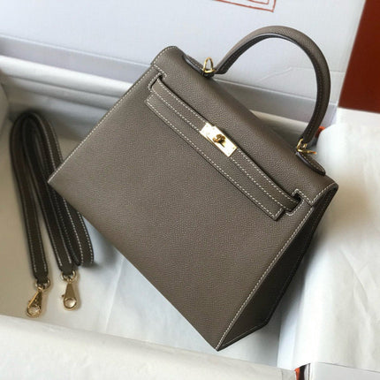 HM KELLY 25 ETOUPE EPSOM LEATHER GOLD HARDWARE