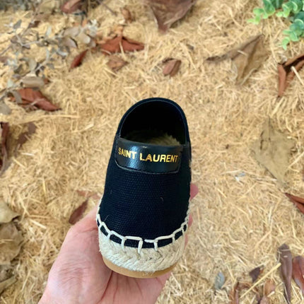 SL EMBROIDERED ESPADRILLES IN CANVAS BLACK