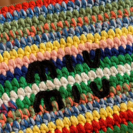 CROCHET TOTE BAG 25 IN MULTICOLORED WOVEN RAFFIA