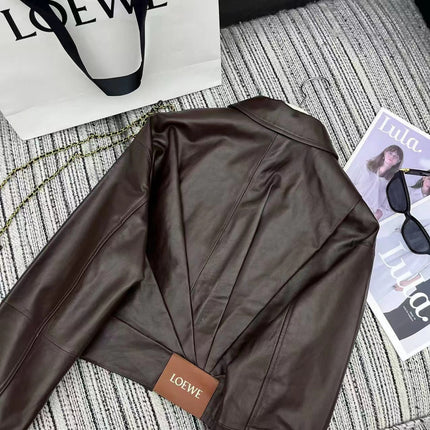 LOEWE Draped Jacket Brown Nappa Lambskin