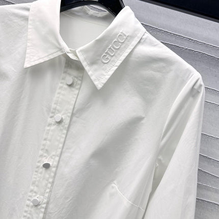 Gucci Midi Dress in White Cotton Poplin