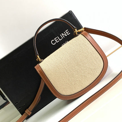 MINI BESACE CLEA 15 IN BROWN TEXTILE AND CALFSKIN