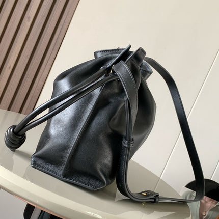 LOE MEDIUM 30 FLAMENCO KNOT IN BLACK LAMBSKIN GLOGO