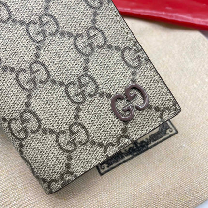 GG LONG CARD CASE IN BEIGE MIX BROWN CANVAS