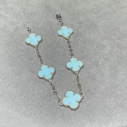 BLUE CLOVER BRACELET 5 MOTIF CARNELIAN