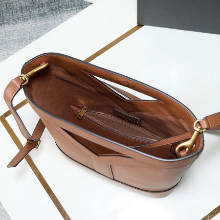 YSL Y BUCKET BAG 30 IN BROWN CALFSKIN