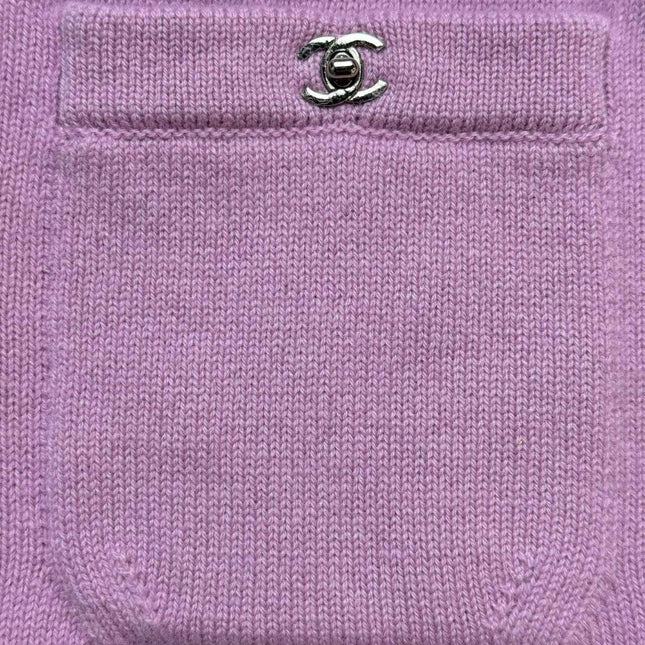 CC ICONIC SKIRT IN PINK WOOL KNIT WITH FRONT POCKETS
