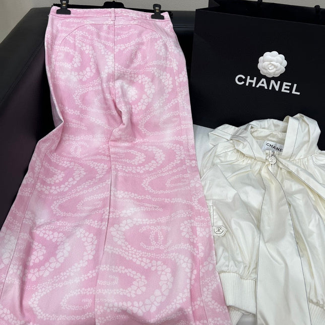 CC WIDE LEG PANTS IN PINK FLORAL SILK