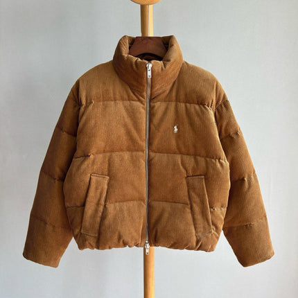 RALPH LAUREN CORDUROY DOWN JACKET IN TAN BROWN