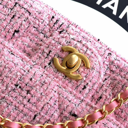 CHANEL 26S MINI COCO TOP HANDLE BAG IN BLUSH PINK TWEED