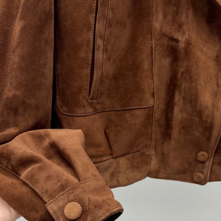 YSL 26S SUEDE MULTI-POCKET JACKET IN BROWN SUEDE
